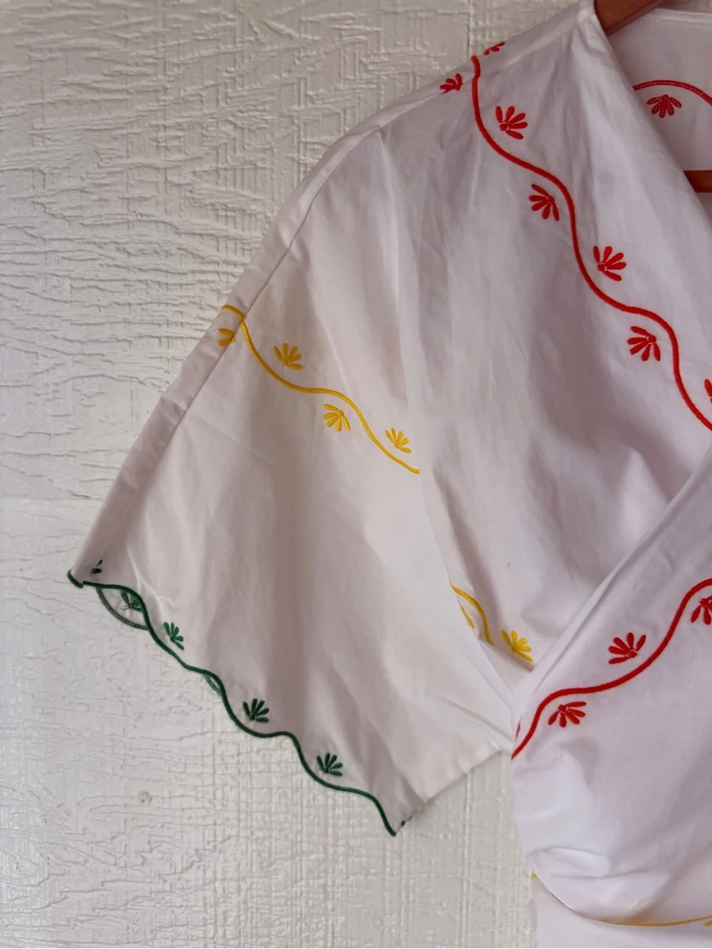 NWT Tory Burch Scallop Embroidered Wrap Dress White Cotton Size 2